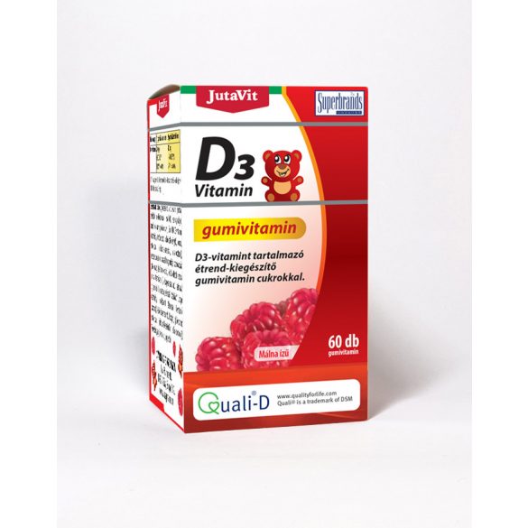 JutaVit D3-vitamin Gumivitamin málna ízű - 60db