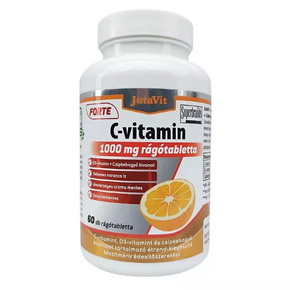 JutaVit C-vitamin Forte 1000mg + D3-vitamin 2000NE narancs ízű rágótabletta 60db