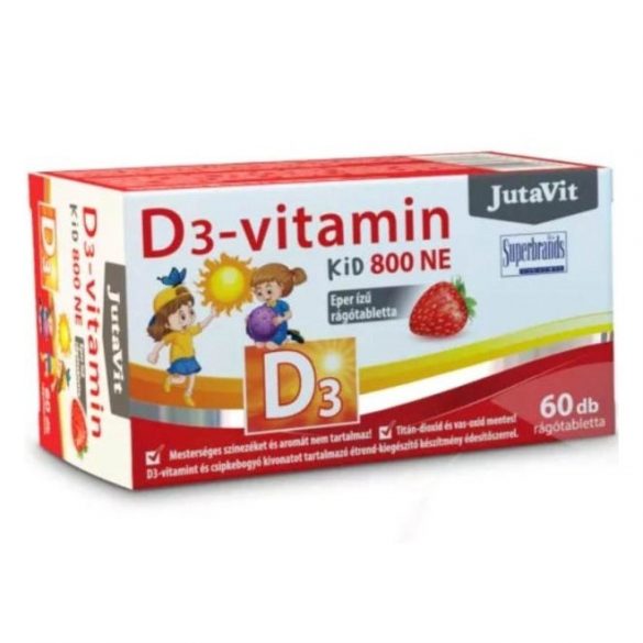 JutaVit D3-vitamin 800NE KID eper ízű rágótabletta 60db